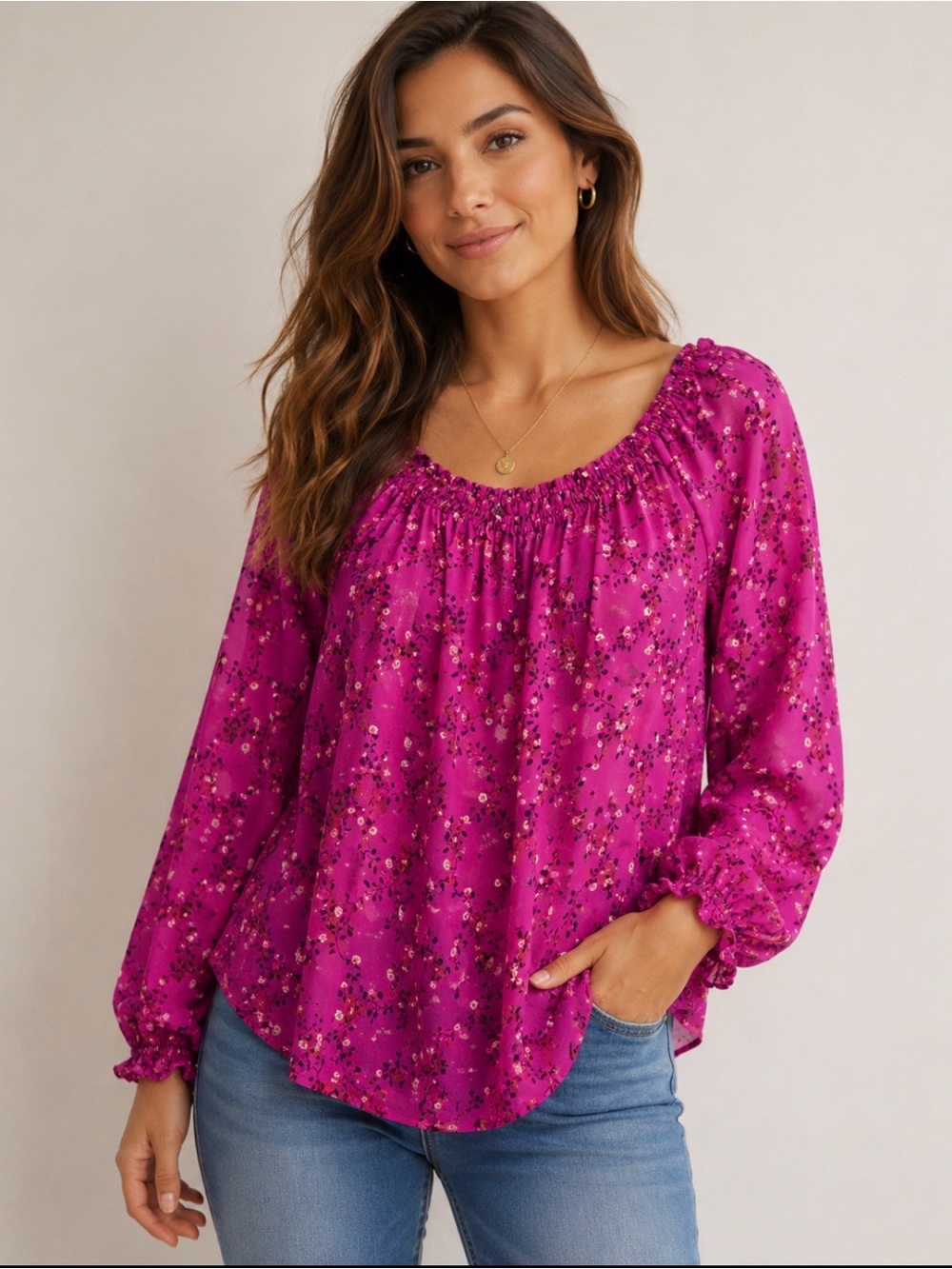 🔥Diane Von Furstenberg Women's Kamber Pink Floral 100% Silk Blouse Sz S TC1